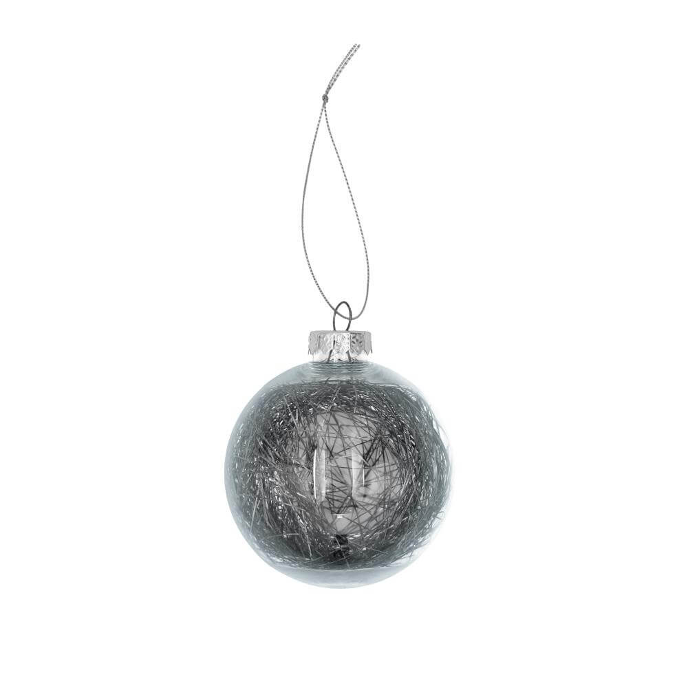 Tree Ornament, Ball, Silver, 80mm