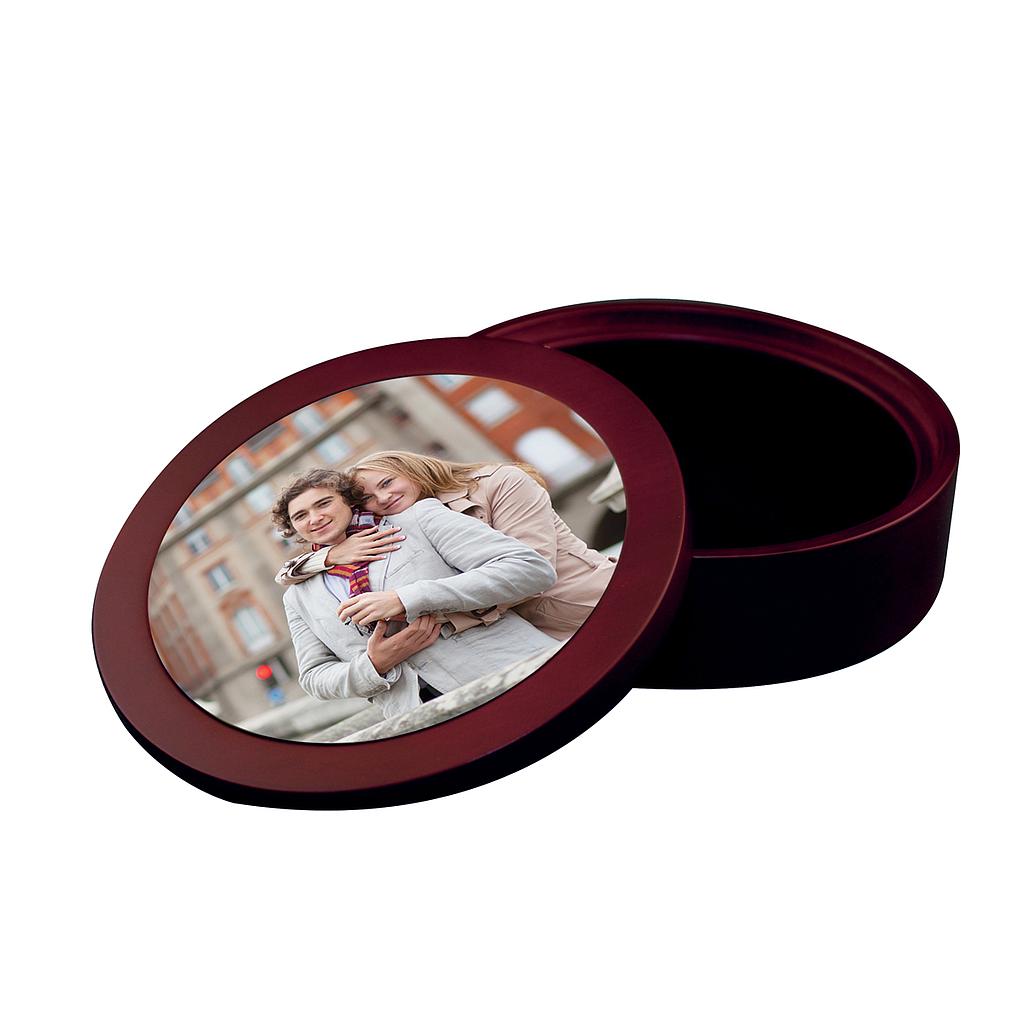 Cd/Dvd Jewelry Case - Round Mahogany